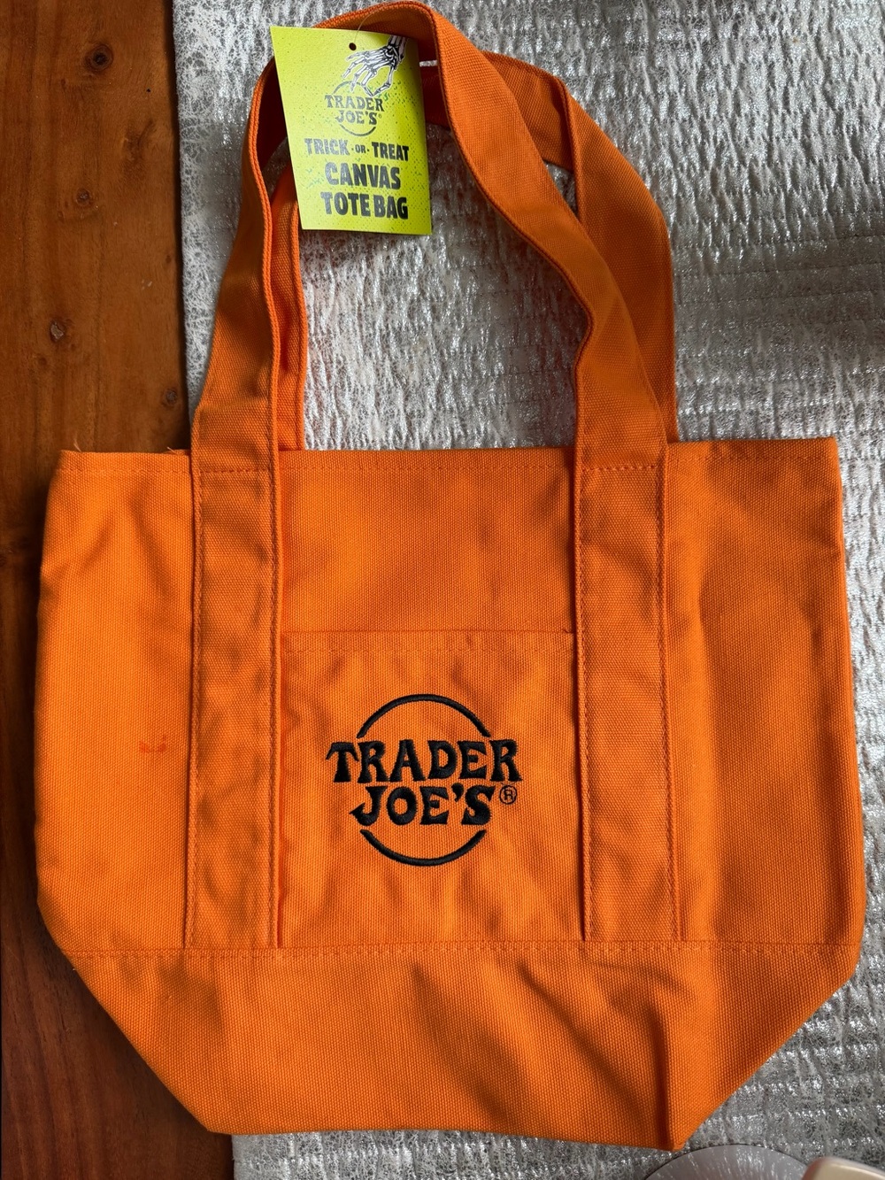 Trader Joe's limited edition NWT Orange Canvas mini Tote Bag Trick or treat